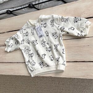 H&M Kids White and Black Bear Print Shirt